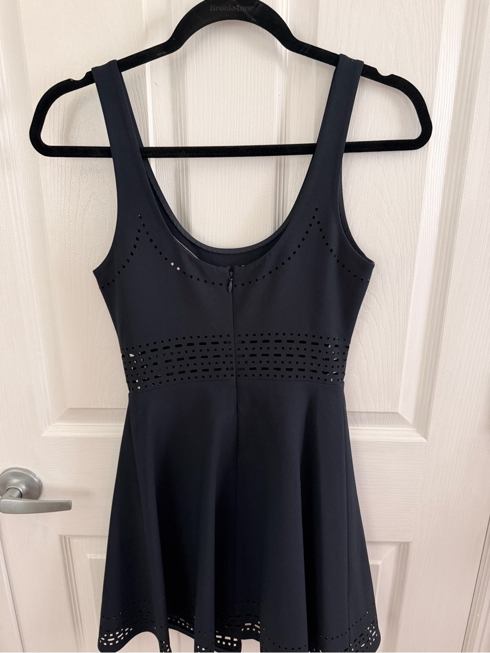 Elizabeth and James Black Sleeveless Eyelet Fit-and-Flare Mini Dress - Picture 2 of 4
